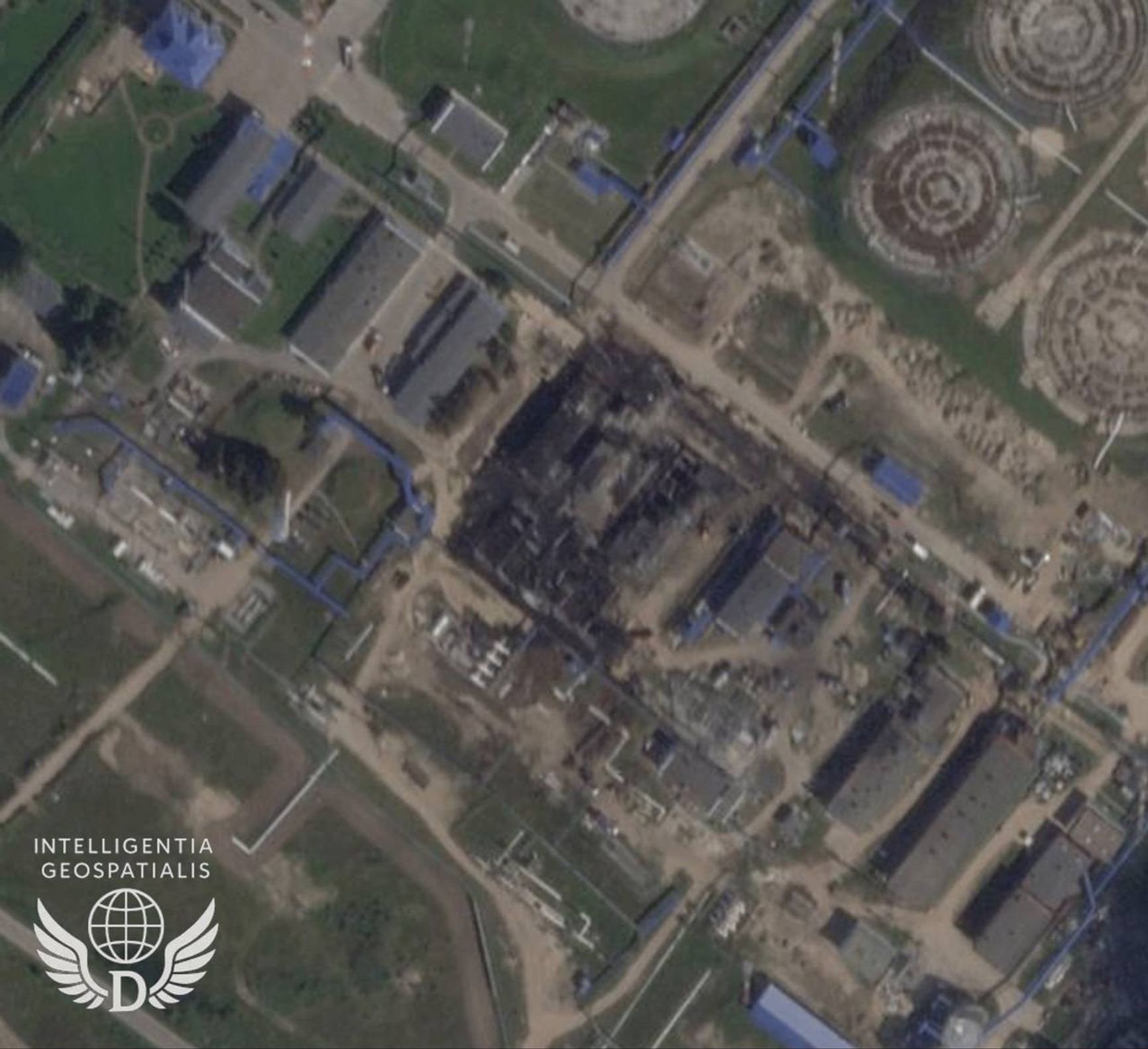 Последствия налета на нефтеперекачивающую станцию Унеча в Брянской области в ночь на 13 августа 2025 года