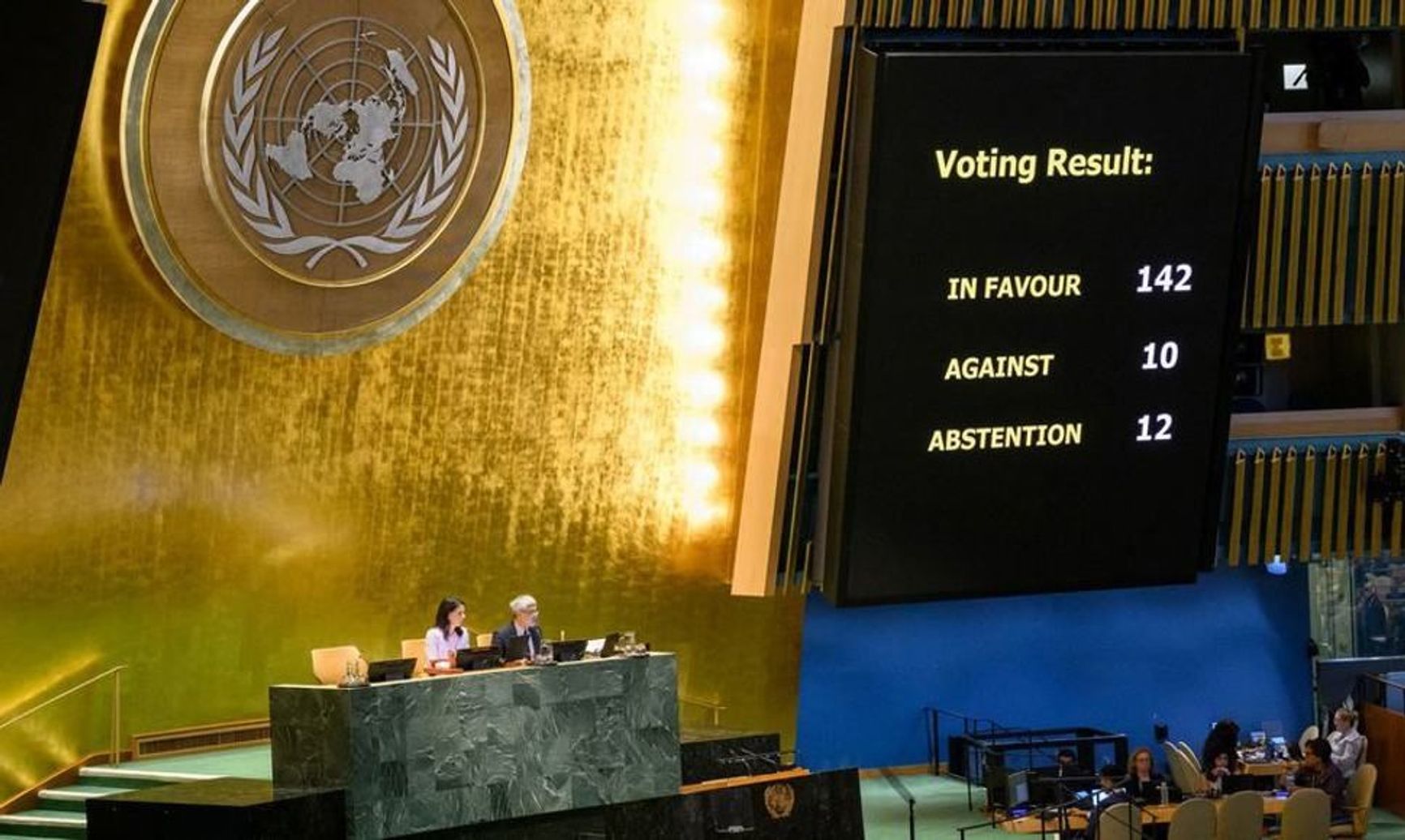 A UN General Assembly vote on Sept. 12 backed a resolution recognizing Palestinian statehood.