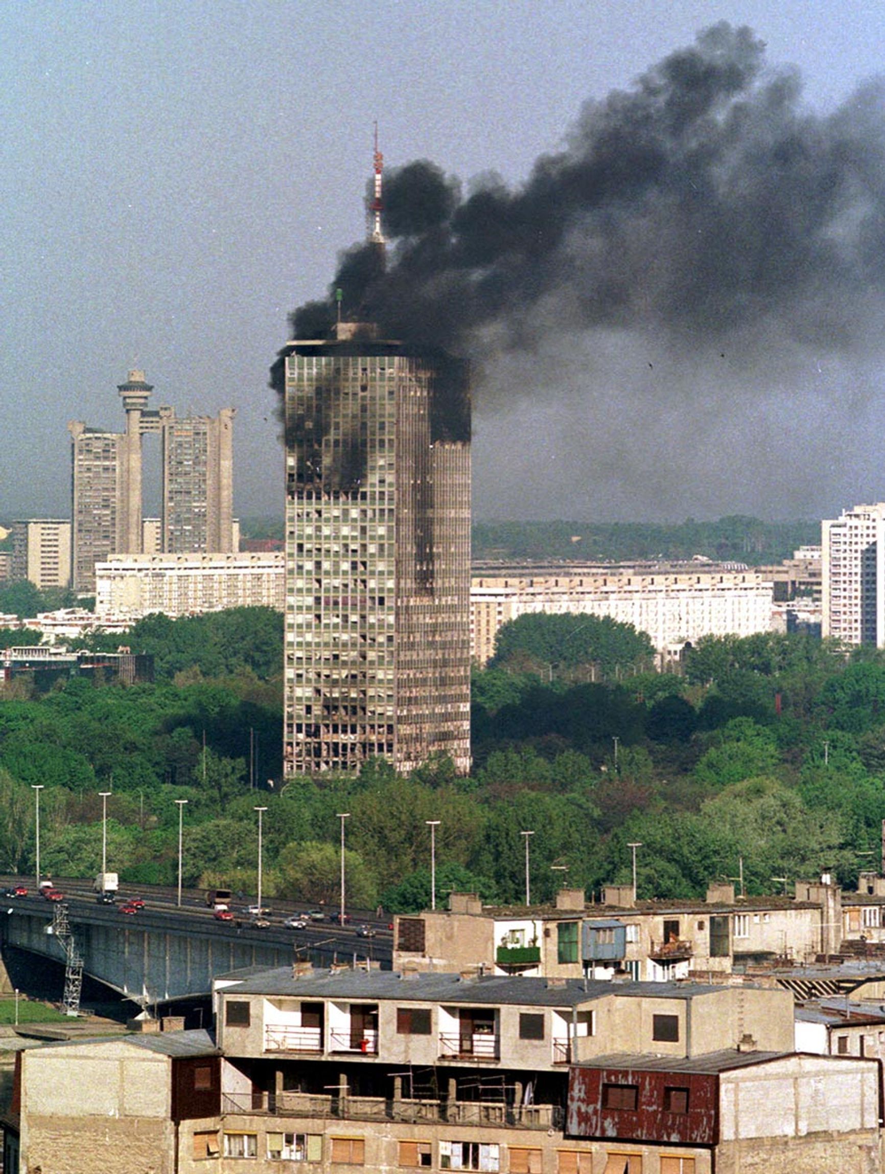 Башня Usce после обстрела НАТО, 1999 год.