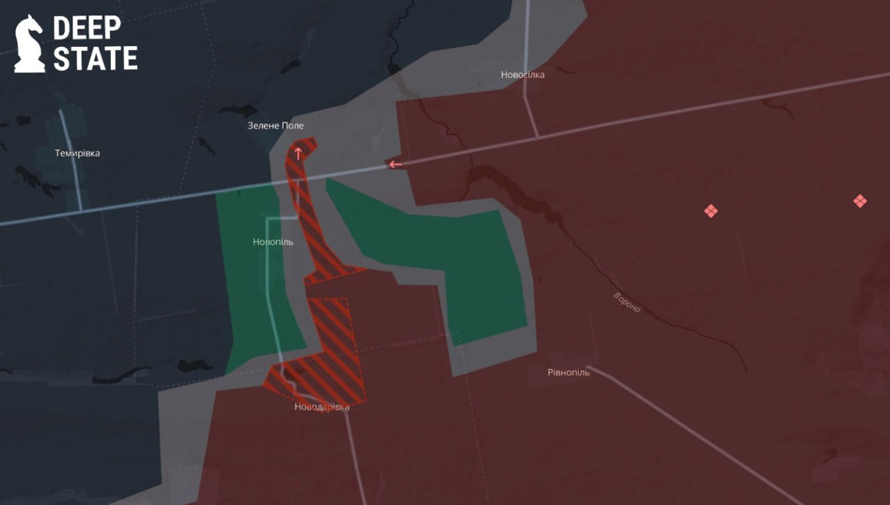 Ситуация на западном фланге южно-донецкого направления по версии DeepState