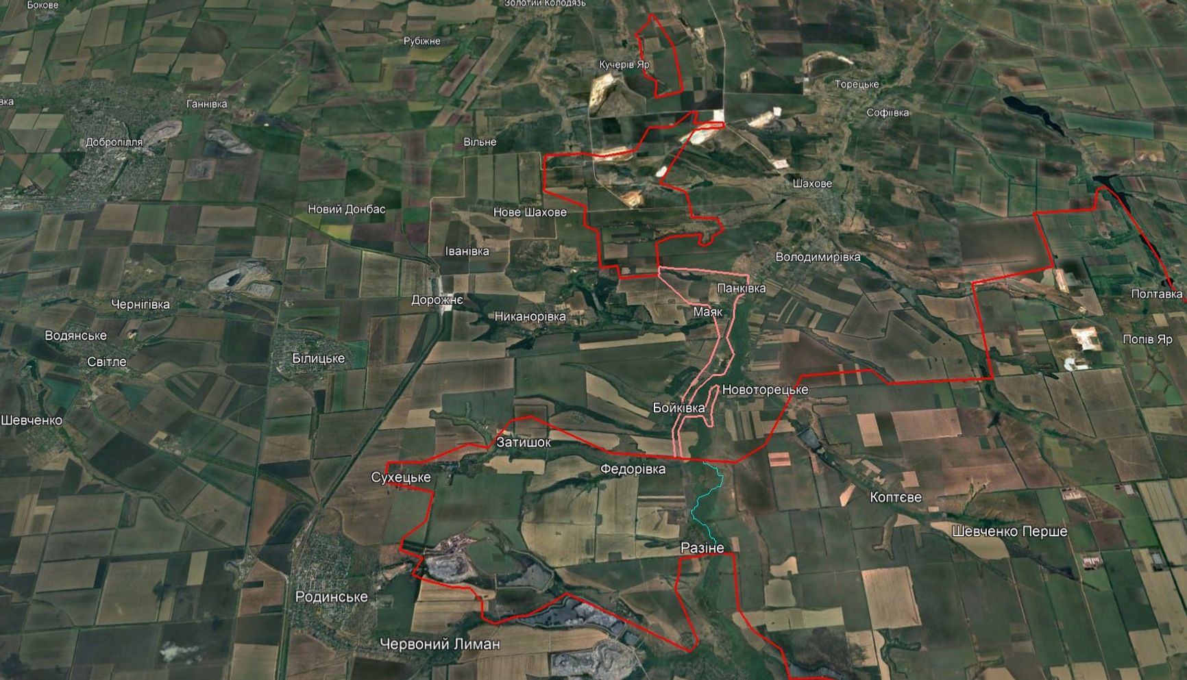 Предположительное расположение трех «котлов» с российскими военными в районе «прорыва» на Доброполье