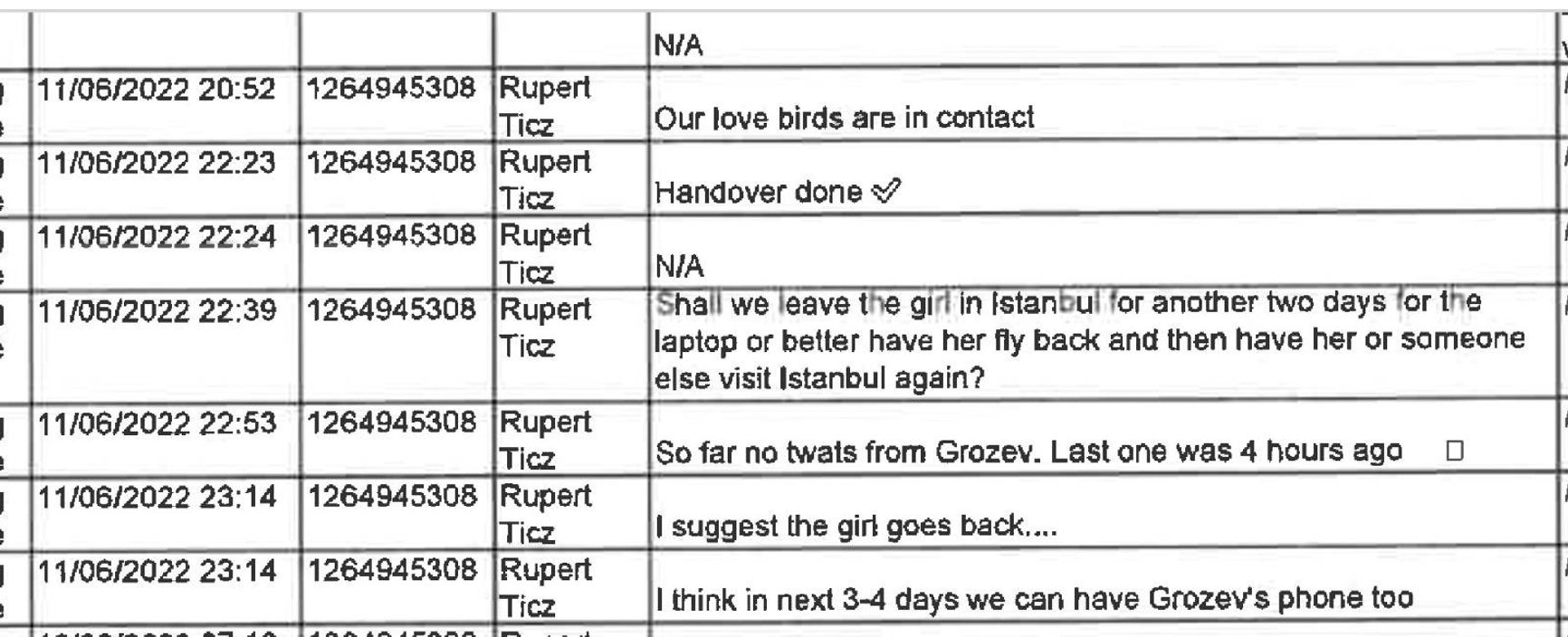 Jan Marsalek ("Rupert Tisz") chatting with Orlin Roussev during the handover of stolen phones to Tatiana Spridonova.